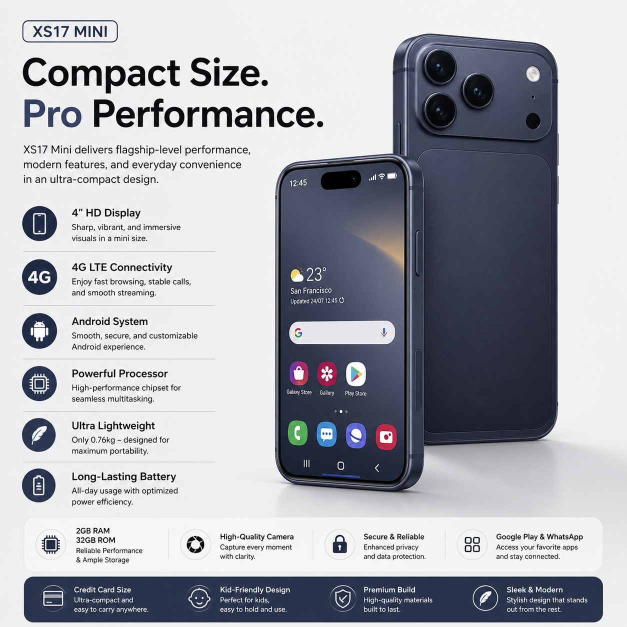 Ultra Lightweight XS17 Mini Smartphone