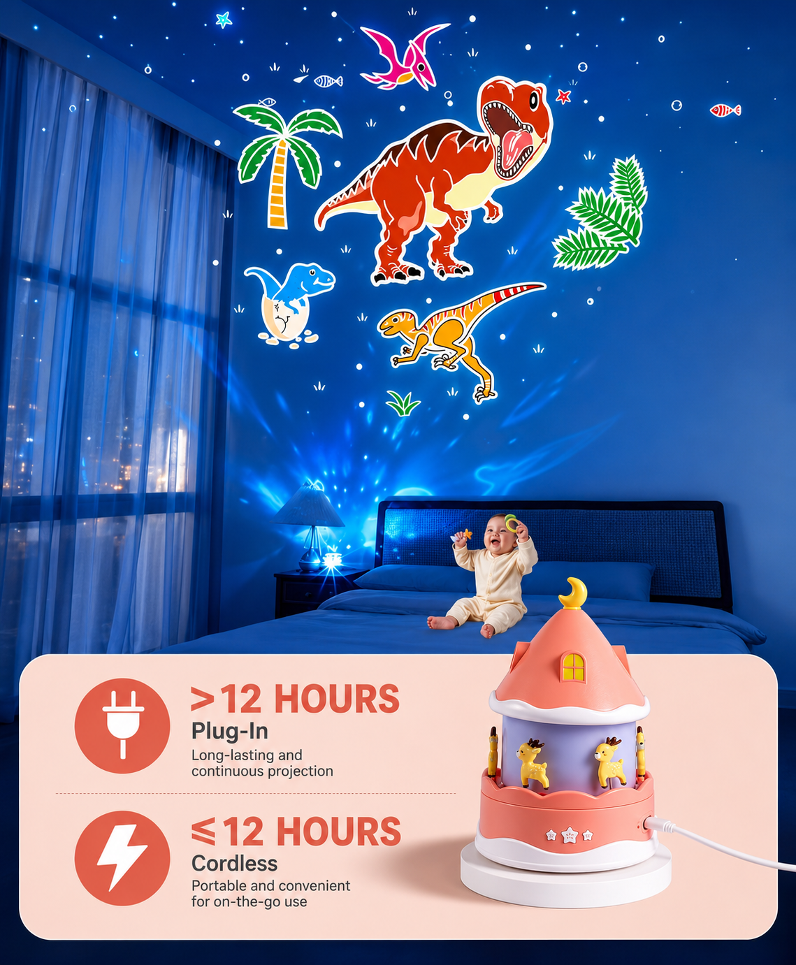 360° Rotating Carousel Night Light Lamp