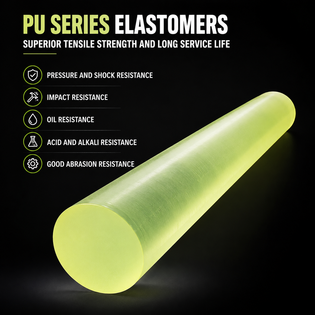 Polyurethane PU Rod - Yellow Translucent Round Bar