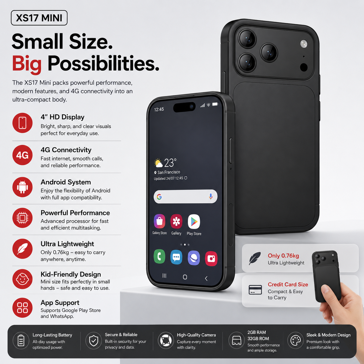 Ultra Lightweight XS17 Mini Smartphone
