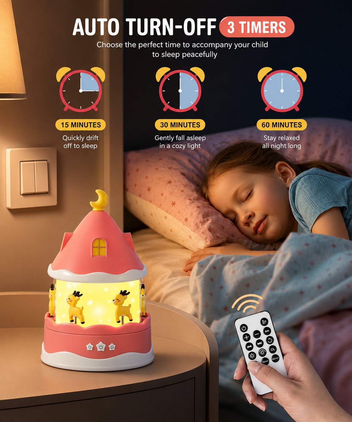 360° Rotating Carousel Night Light Lamp