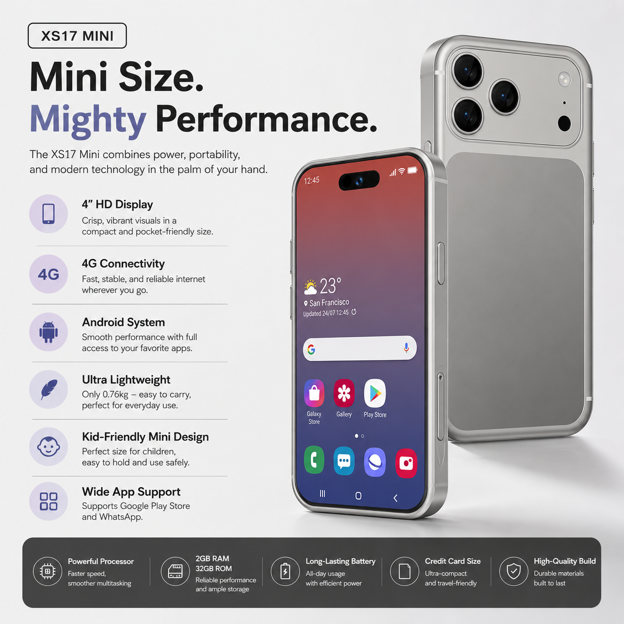 Ultra Lightweight XS17 Mini Smartphone