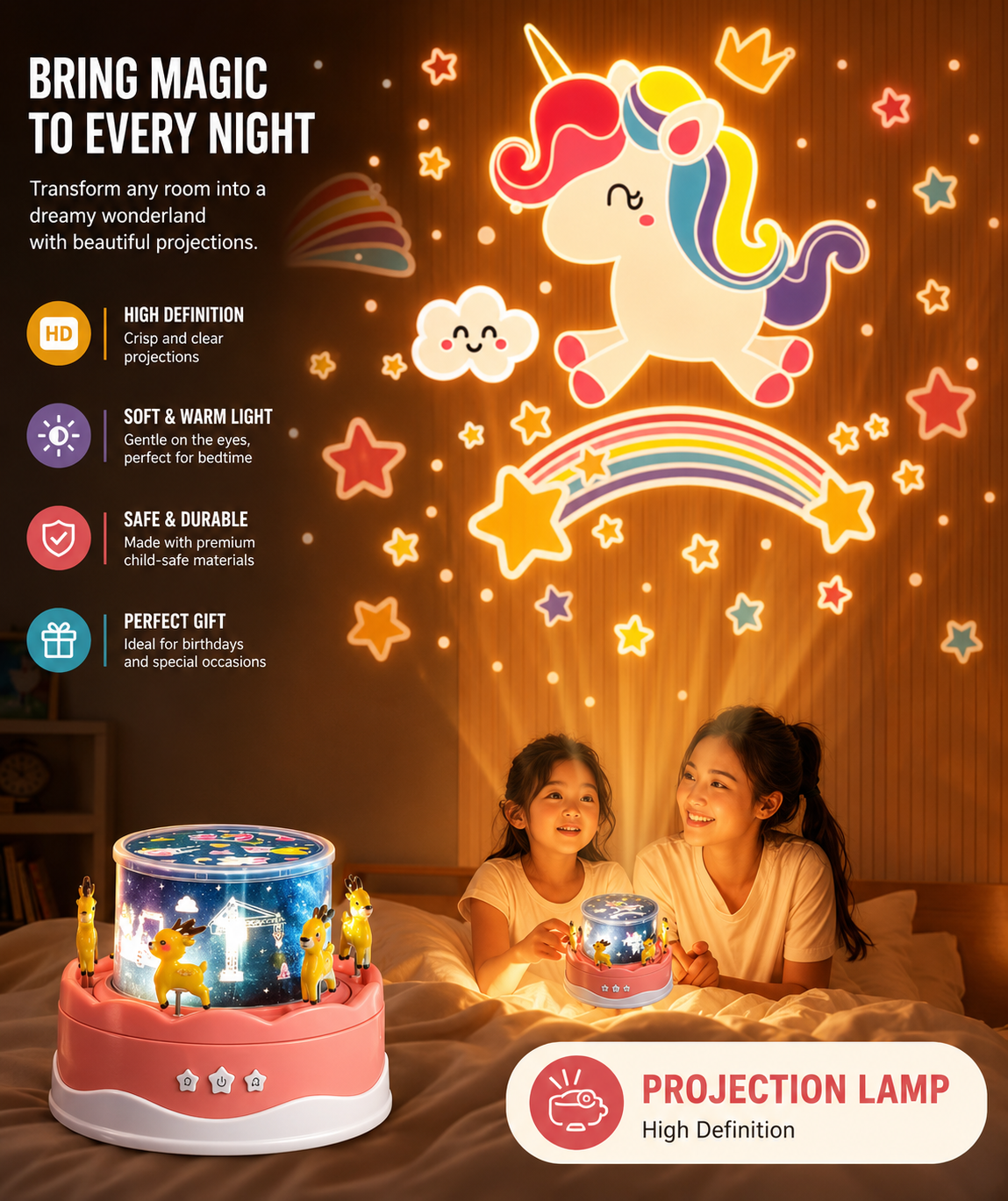 360° Rotating Carousel Night Light Lamp