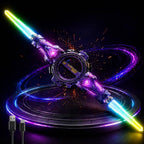 Rechargeable Rotating Double-Edge LED Sword with Sound & Light Effects