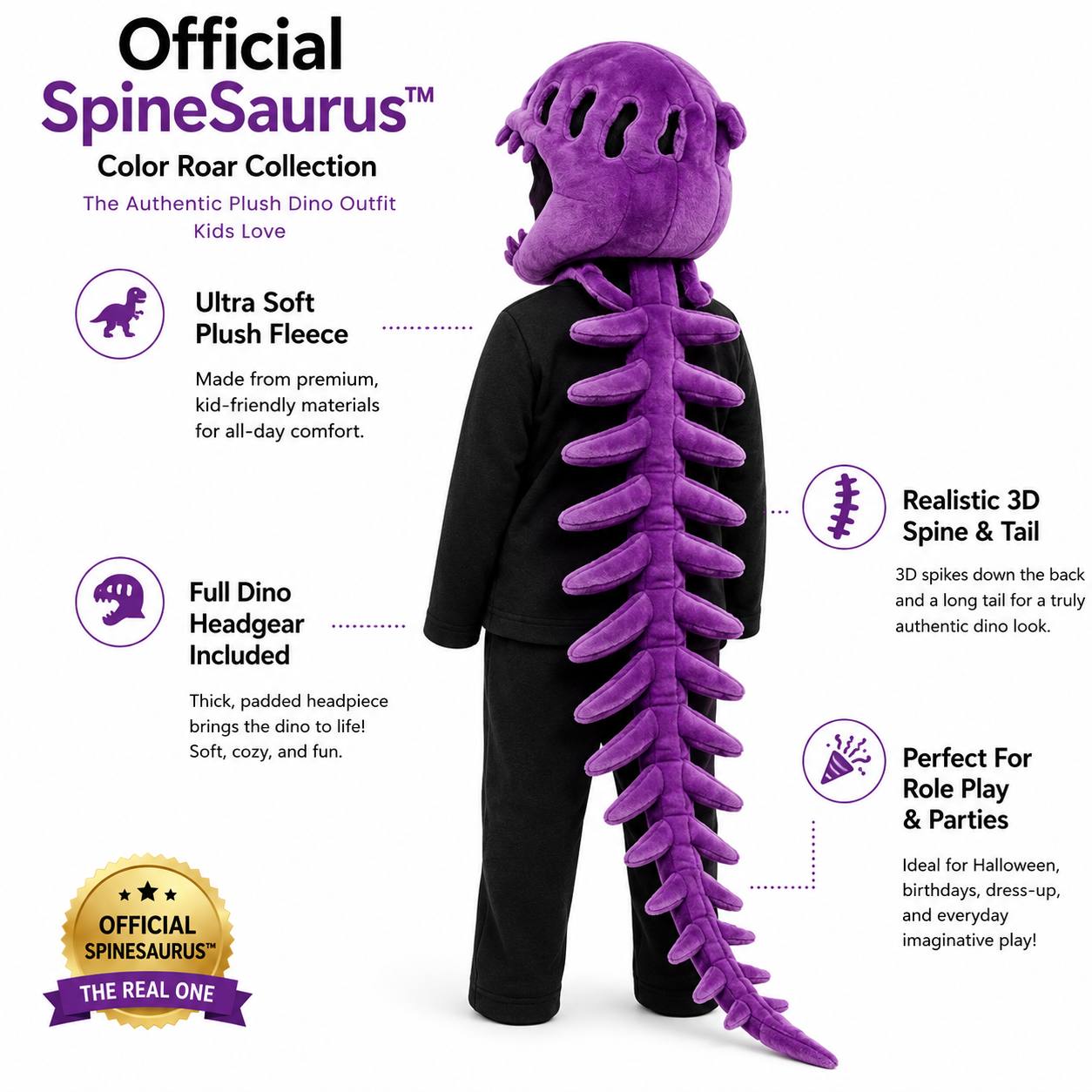 SpineSaurus™ Plush Dino Outfit – Official Color Roar Collection