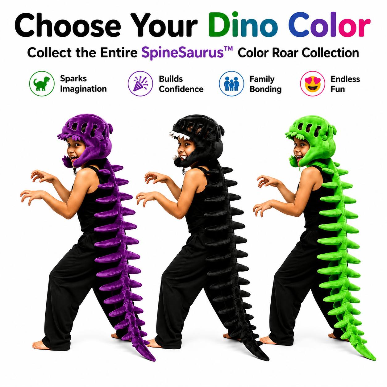 SpineSaurus™ Plush Dino Outfit – Official Color Roar Collection